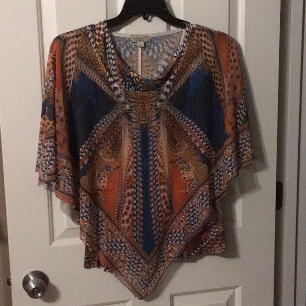 Tank and poncho set - blue and orange